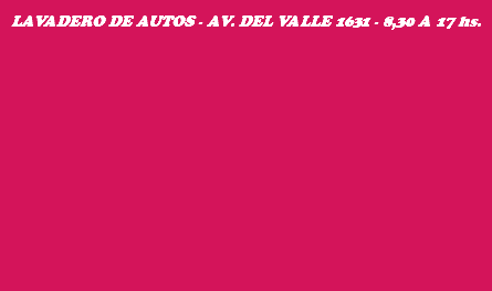 LAVADERO DE AUTOS - AV. DEL VALLE 1631 - 8,30 A 17 hs. 